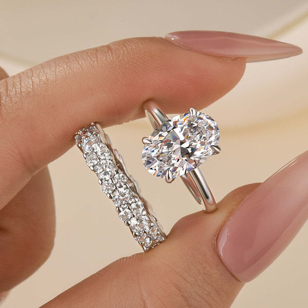 Lorianwen 4 Carat Oval Stackable Moissanite Ring