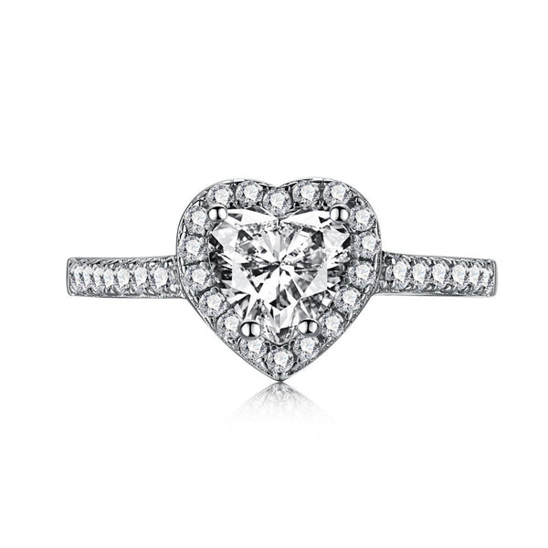 Ulinra 1 Carat Heart Halo Moissanite Ring