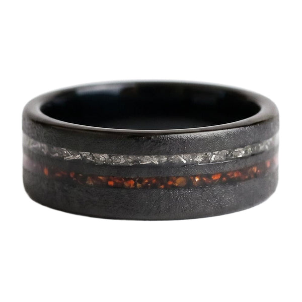 Romawen Meteorite Band in Tungsten Carbide - Blackrhodium