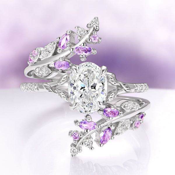 Asteriel 1.4 Carat Oval Stackable Moissanite Ring Set in 925 Silver