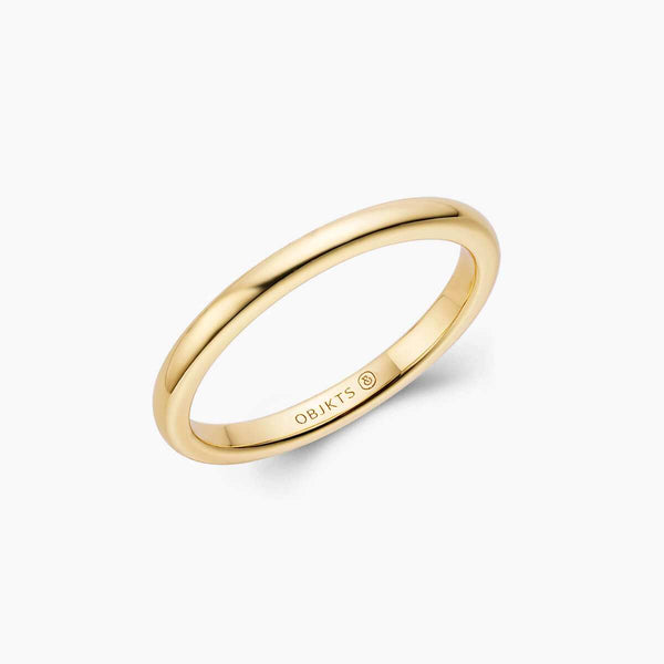 Ionaria gold wedding ring with simple, elegant, hand-finished design