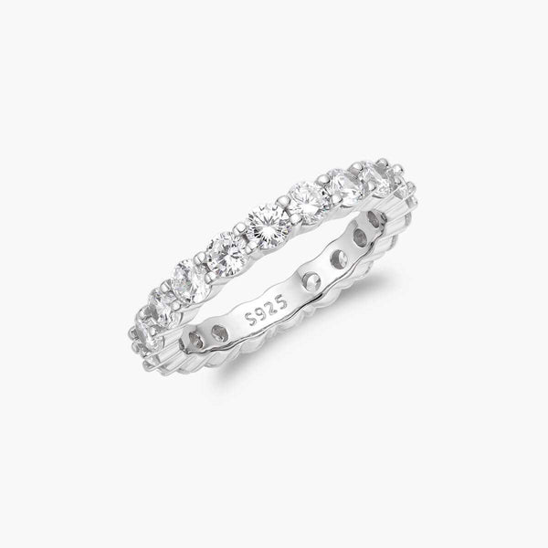 Minalwen petite brilliant round band moissanite eternity ring in sterling silver