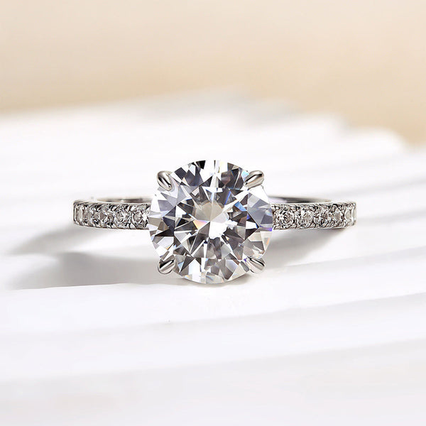 Nydoria 2 Carat Round Brilliant Solitaire Moissanite Ring