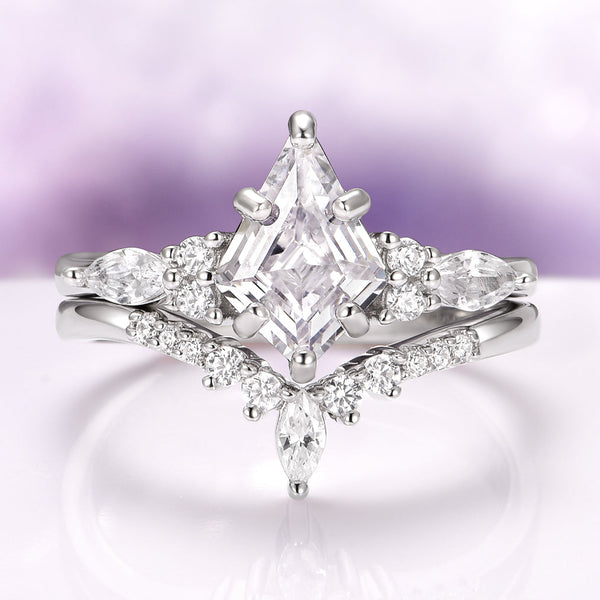 Galadren 1.4 Carat Kite Stackable Moissanite Ring Set in 925 Silver
