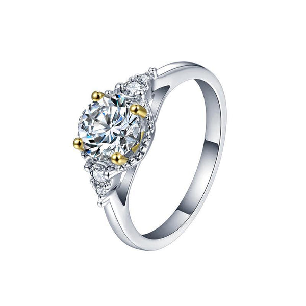Gwynoria 2 Carat Round Brilliant Three-stone Moissanite Ring in 925 Silver