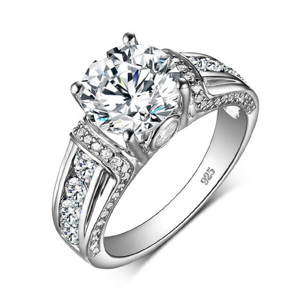 Qalithra 3 Carat Round Brilliant Solitaire Moissanite Ring in 925 Silver