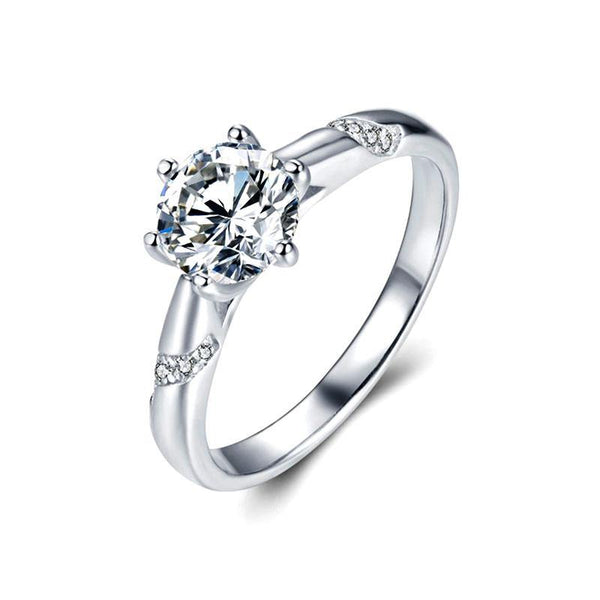 Brynoria 2 Carat Round Brilliant Solitaire Moissanite Ring in 925 Silver