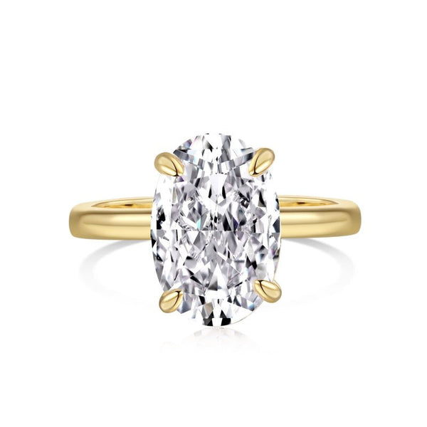 Arisiel 3.5 Carat Oval Solitaire Moissanite Ring in 18K Yellow Gold