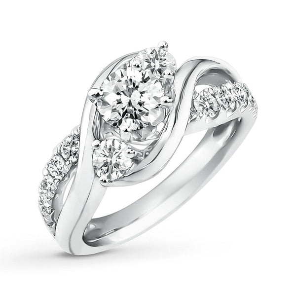 Moraviel 2 Carat Round Brilliant Three-stone Moissanite Ring in 925 Silver