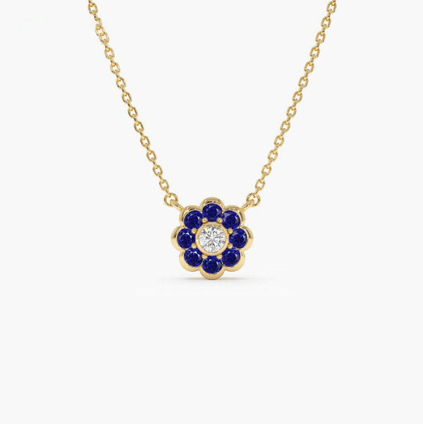 Lucionvia 0.3 Carat Round Pendant Sapphire Necklace