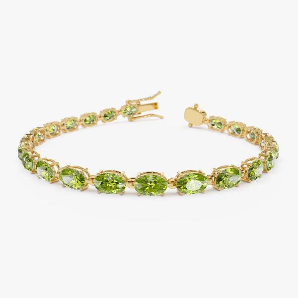 Peridot Oval Cut Bracelet | Solid 18K Gold Chain & Link Bracelets for Women | Trendy, Graduation Gift, Anniversary Celebration