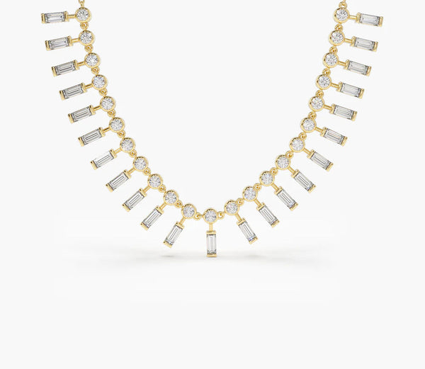 Ceraanva 2.5 Carat Baguette & Round Pendant Moissanite Necklace