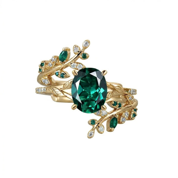 Onoriel 2 Carat Oval Stackable Emerald Ring Set