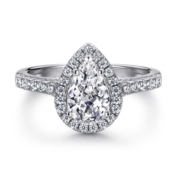 Windriel 1 Carat Pear Halo Moissanite Ring