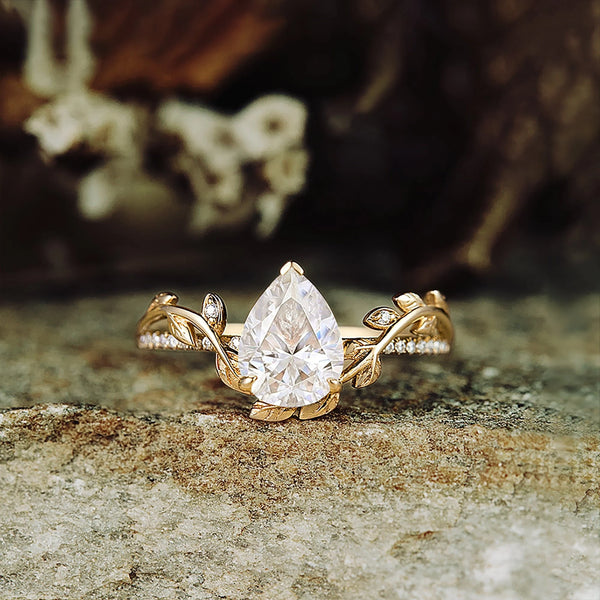 Mistriel 1 Carat Pear Solitaire Moissanite Ring