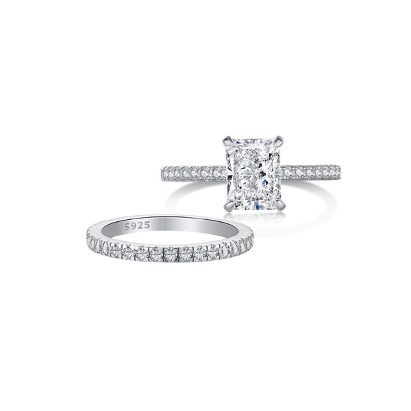 Quenoria 2 Carat Radiant Stackable Moissanite Ring Set in 925 Silver