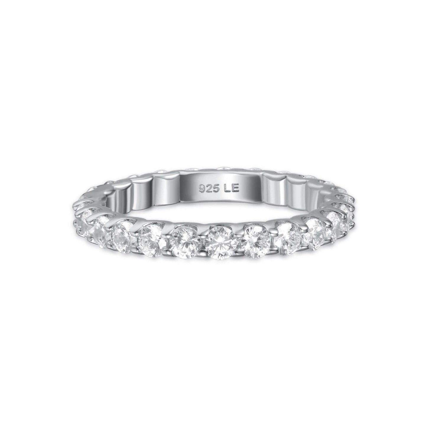 Xoraviel 2 Carat Round Brilliant Eternity Moissanite Band in 925 Silver