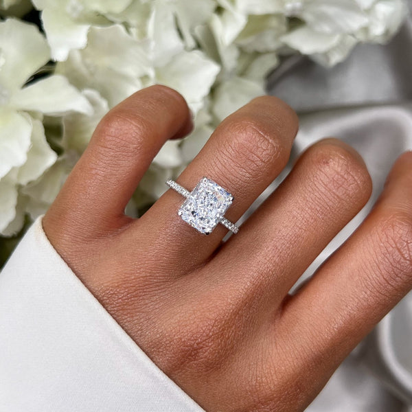 Ereswen 4 Carat Radiant Solitaire Moissanite Ring in 925 Silver