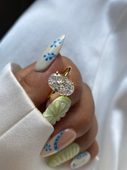 Mirenwen 3 Carat Oval Solitaire Moissanite Ring