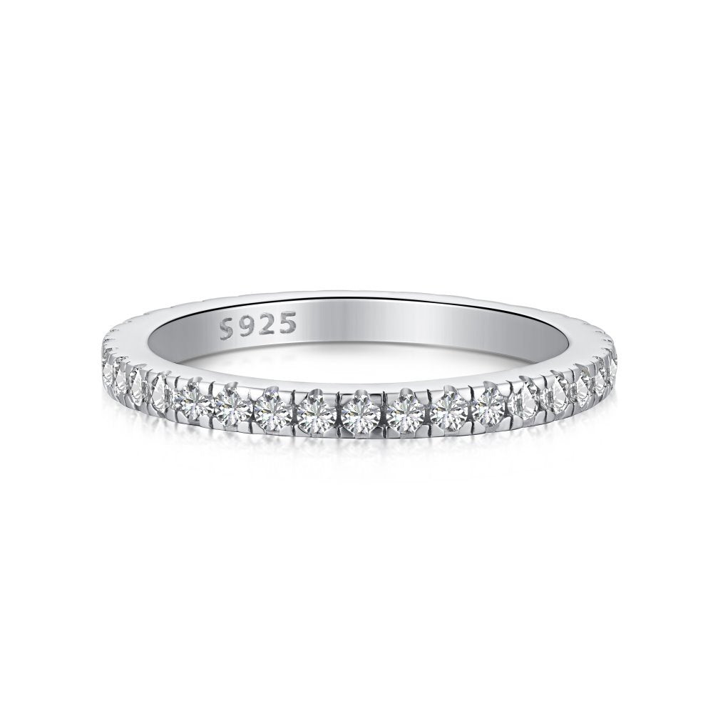 Noriel 0.8 Carat Round Brilliant Eternity Moissanite Band in 925 Silver