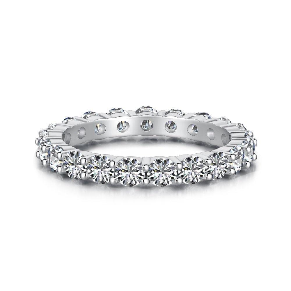 Olanisse 3.5 Carat Round Brilliant Eternity Moissanite Band in 925 Silver