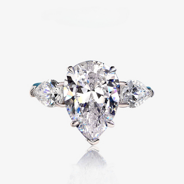 Vinarwen 4 Carat Pear Three-stone Moissanite Ring
