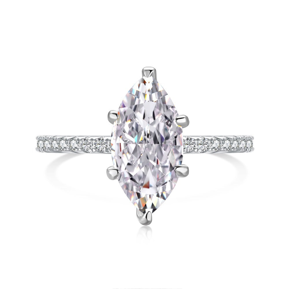 Woriwen 3 Carat Marquise Solitaire Moissanite Ring