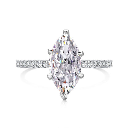 Woriwen 3 Carat Marquise Solitaire Moissanite Ring