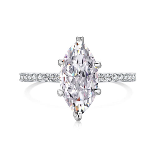 Woriwen 3 Carat Marquise Solitaire Moissanite Ring