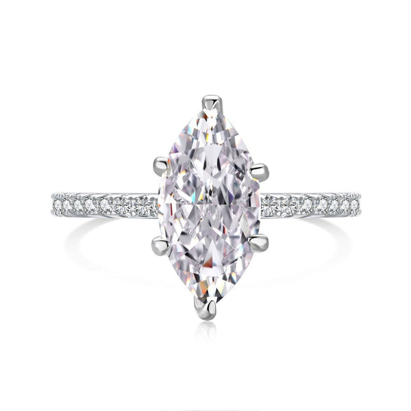 Woriwen 3 Carat Marquise Solitaire Moissanite Ring
