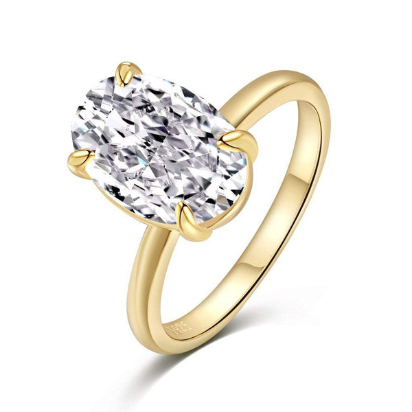 Felindra 3 Carat Oval Solitaire Moissanite Ring in 18K Yellow Gold