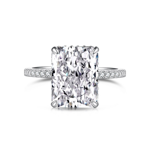Xandriel 6 Carat Radiant Hidden Halo Moissanite Ring in 925 Silver
