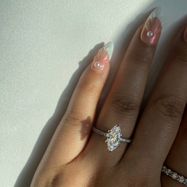 Woriwen 3 Carat Marquise Solitaire Moissanite Ring