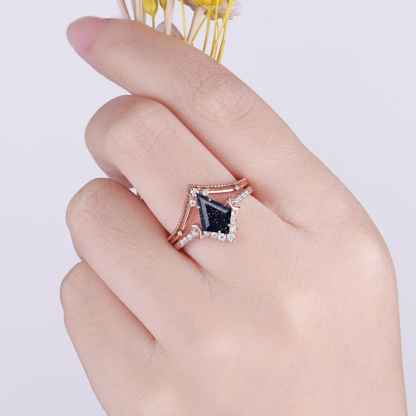 Brinawen 1.4 Carat Kite Stackable Sandstone Ring Set in 925 Silver