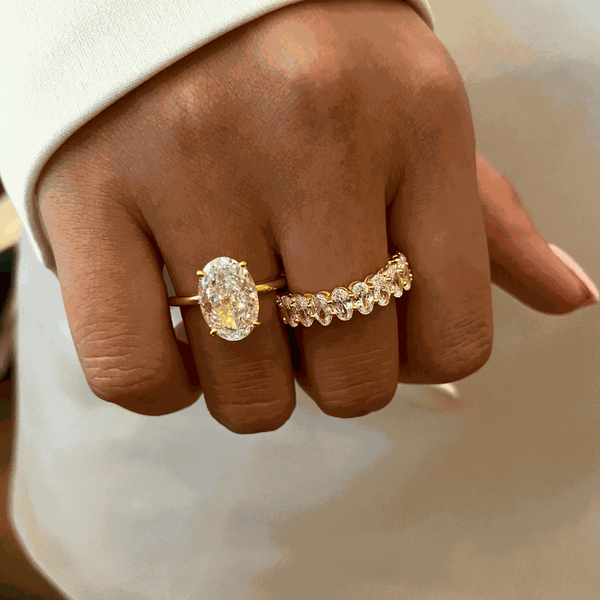 Felindra 3 Carat Oval Solitaire Moissanite Ring in 18K Yellow Gold