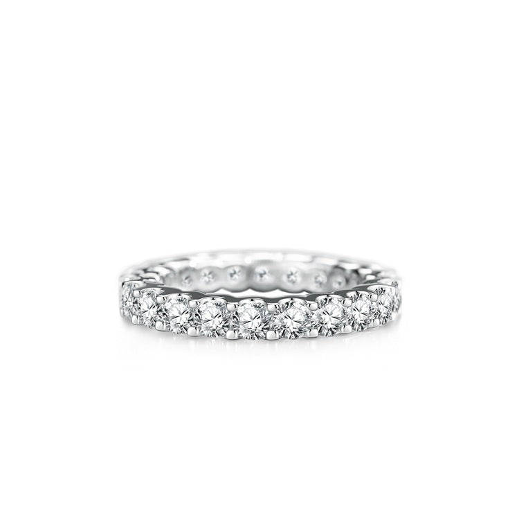 Olanisse 3.5 Carat Round Brilliant Eternity Moissanite Band in 925 Silver
