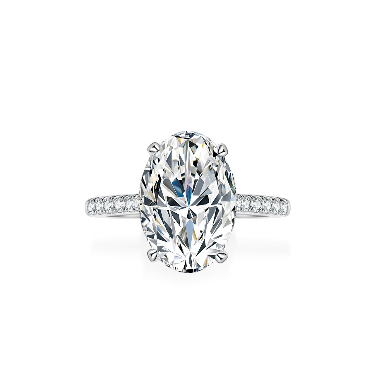 Zavoria 4 Carat Oval Solitaire Moissanite Ring