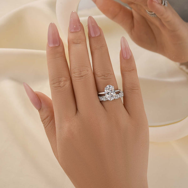 Lorianwen 4 Carat Oval Stackable Moissanite Ring