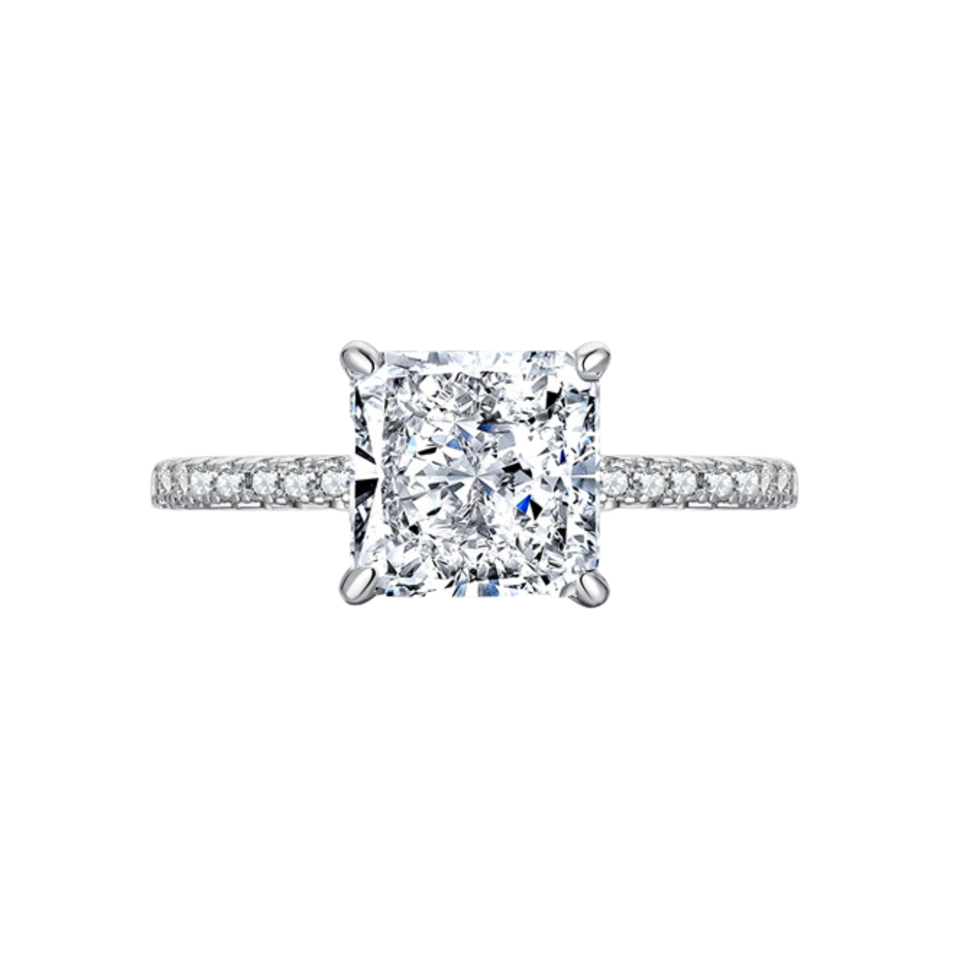 Melithra 3 Carat Radiant Solitaire Moissanite Ring in 925 Silver
