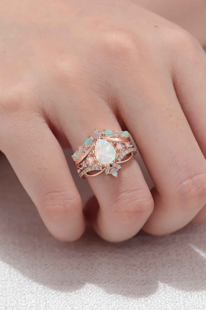 Ciriella 1 Carat Pear Stackable Opal Ring Set in 925 Silver