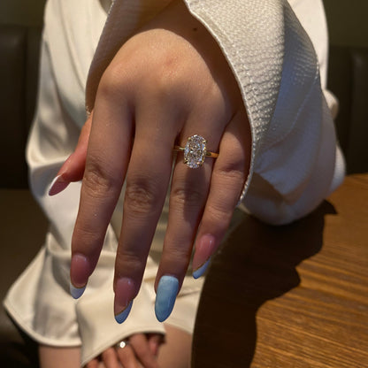 Mirenwen 3 Carat Oval Solitaire Moissanite Ring