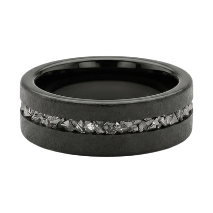Morwenia Meteorite Band in Tungsten Carbide - Blackrhodium