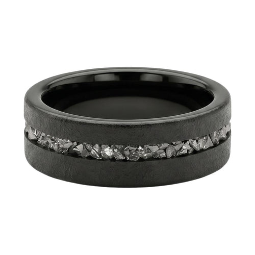 Morwenia Meteorite Band in Tungsten Carbide - Blackrhodium