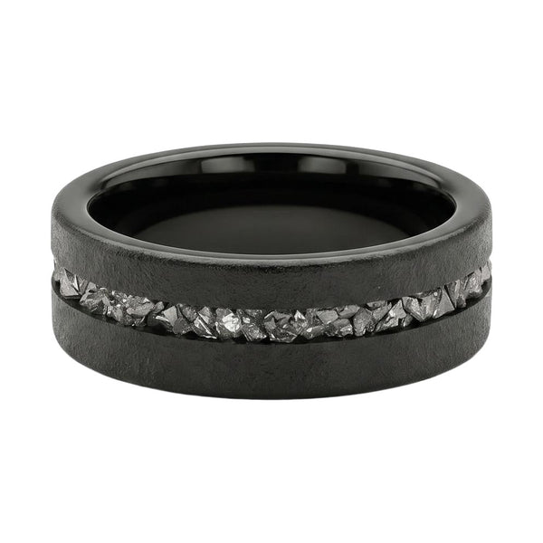 Morwenia Meteorite Band in Tungsten Carbide - Blackrhodium
