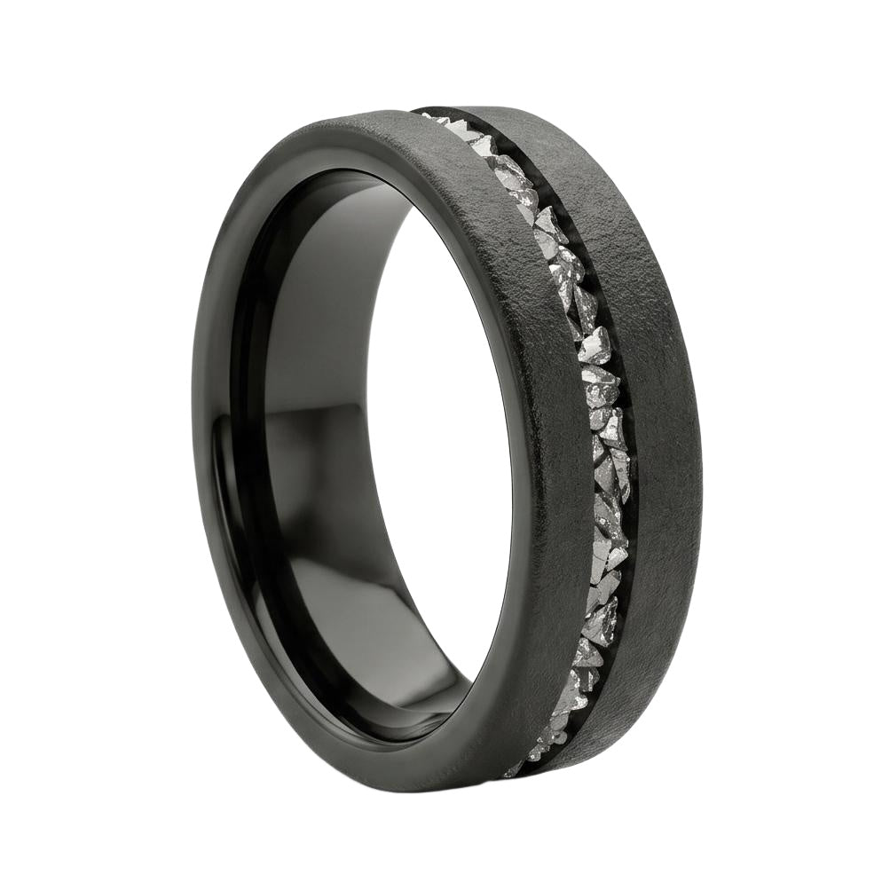 Morwenia Meteorite Band in Tungsten Carbide - Blackrhodium