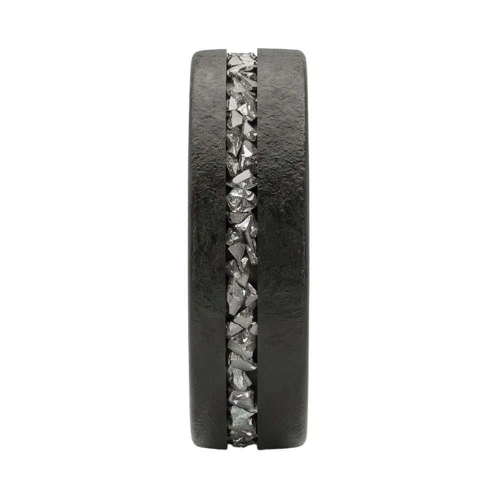 Morwenia Meteorite Band in Tungsten Carbide - Blackrhodium