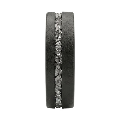 Morwenia Meteorite Band in Tungsten Carbide - Blackrhodium