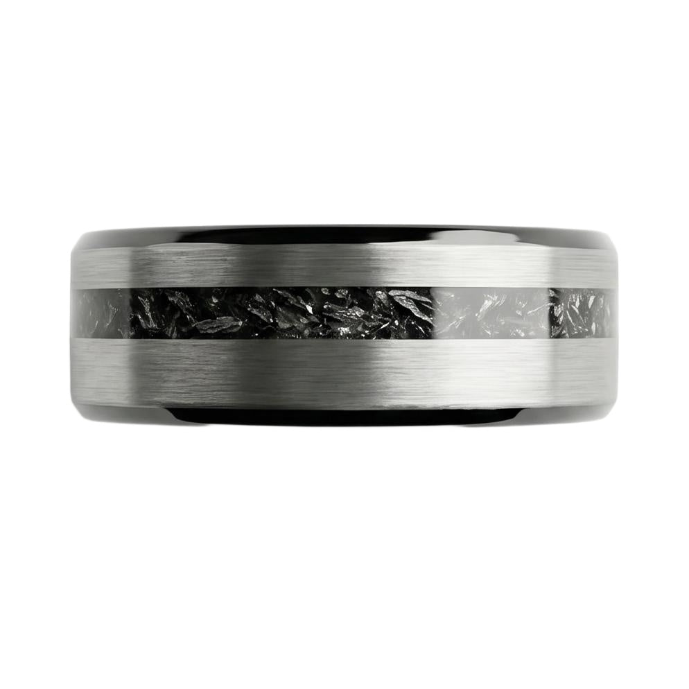 Pheriel Meteorite Band in Tungsten Carbide - Silver