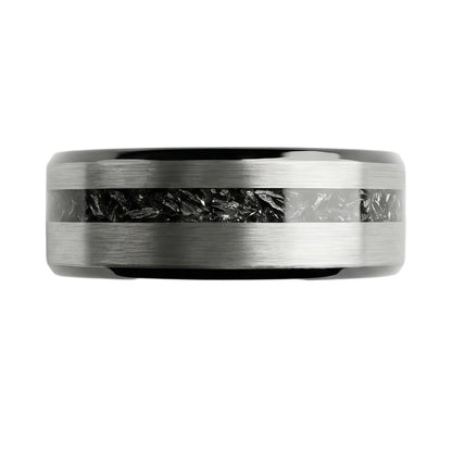 Pheriel Meteorite Band in Tungsten Carbide - Silver