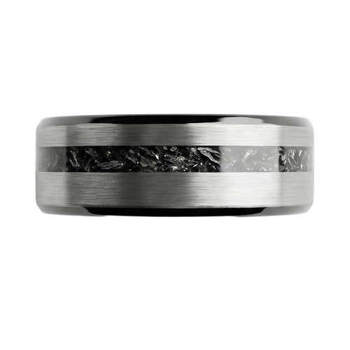 Pheriel Meteorite Band in Tungsten Carbide - Silver